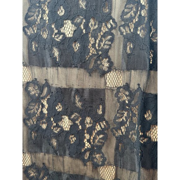 M.S.S.P Sleeveless Black Lace Blouse With Floral Pattern & Sheer Stripes Size XL - Picture 7 of 11